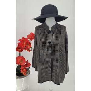 Grace Dane Lewis Womens Black White Geometric Professionals Cardigan Size 1X